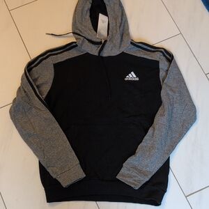 Adidas Men's Black and Gray Hoodie Small